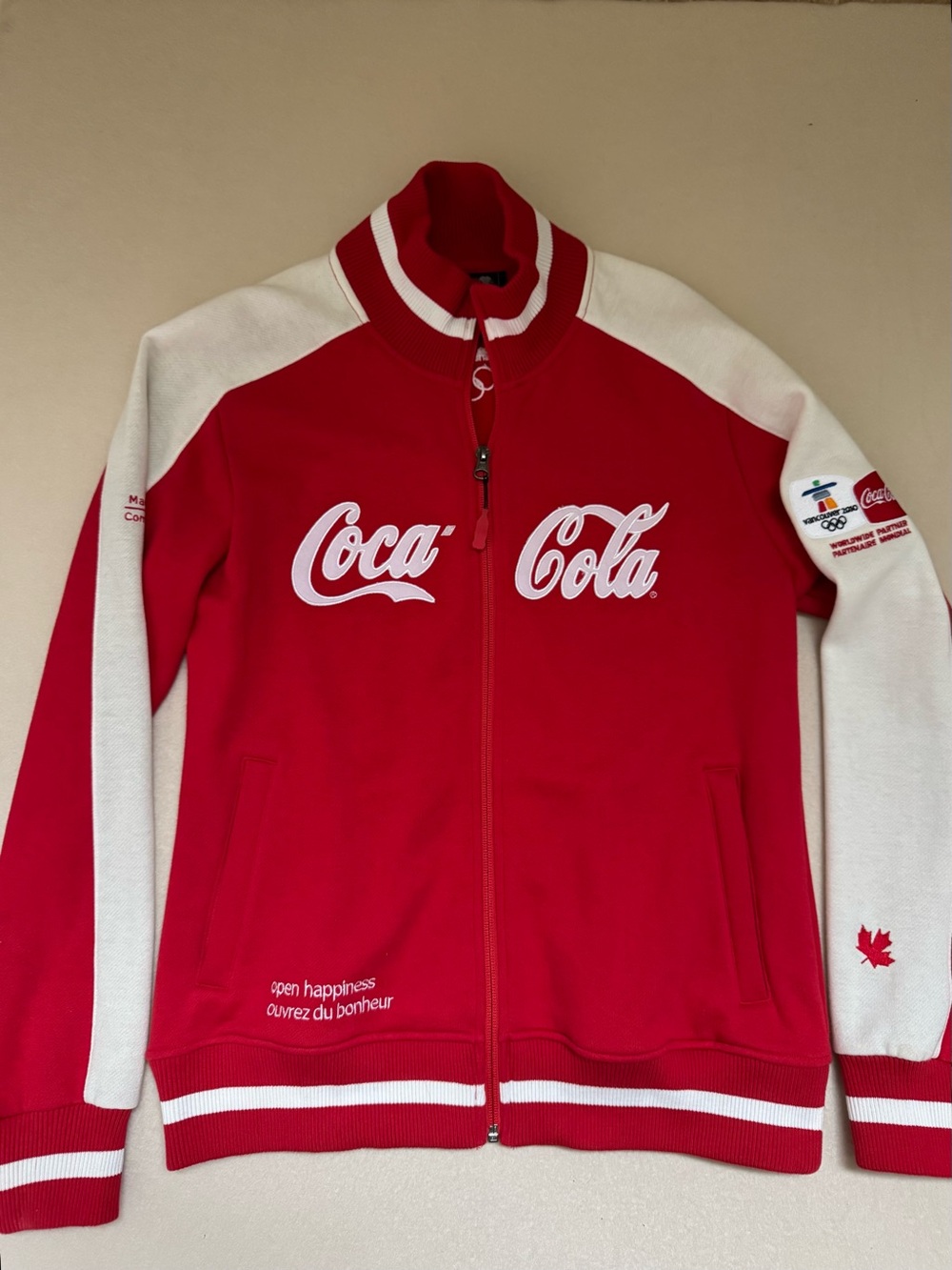 Coca Cola Vancouver Olympics Sponsor Full Zip Sweatshirt Medium Pockets Like New